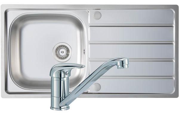 Prima 1B 965x500mm Stainless Steel Sink & Single Lever Tap Pack