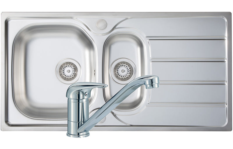 Prima 1.5B 965x500mm Stainless Steel Sink & Single Lever Tap Pack