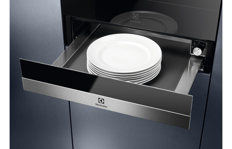 Electrolux EBD4X 14cm Warming Drawer - Black Glass & Stainless Steel