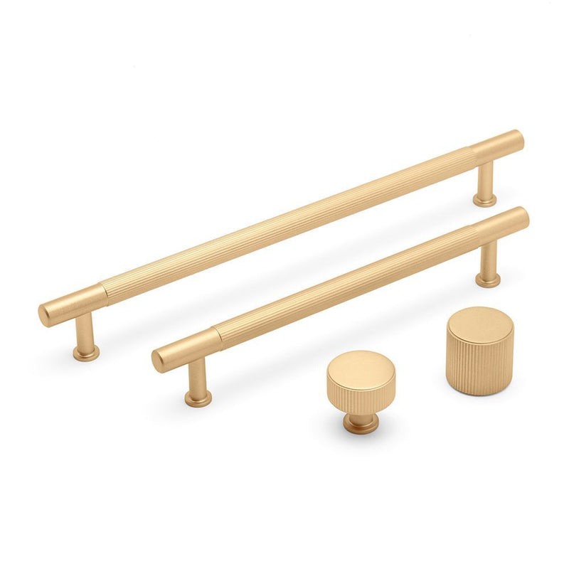 Linea Round Post Knob Satin Brass