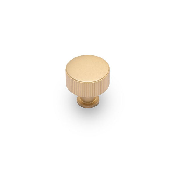 Linea Round Post Knob Satin Brass