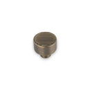 Linden Reeded Top Round Post Knob, 30mm Diameter, Antique Brass