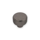 Linden Reeded Edge Round Post Knob, 35mm Diameter, Pewter