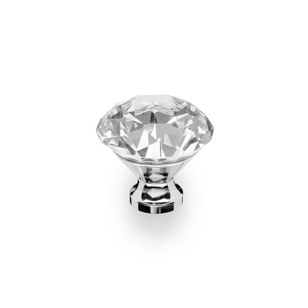 Clarity Round Cone Knob Chrome / Crystal