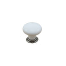 Ceramic Round Knob White/Pewter
