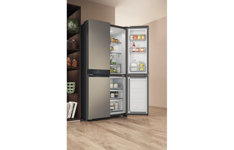 Hotpoint HQ9 U2BL G F/S Frost Free American Fridge Freezer - Black & Stainless Steel