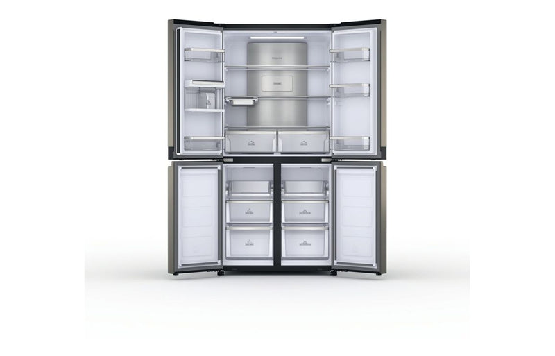 Hotpoint HQ9 U2BL G F/S Frost Free American Fridge Freezer - Black & Stainless Steel