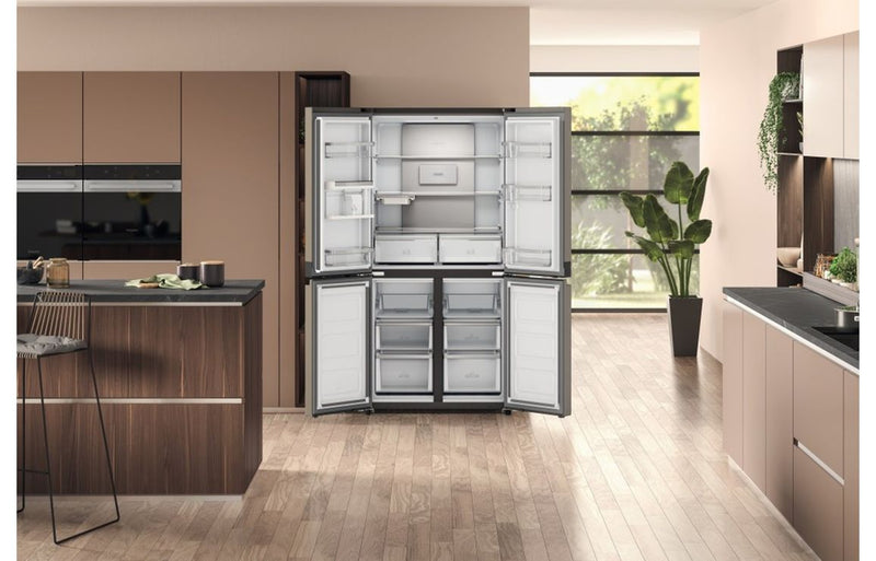 Hotpoint HQ9 U2BL G F/S Frost Free American Fridge Freezer - Black & Stainless Steel