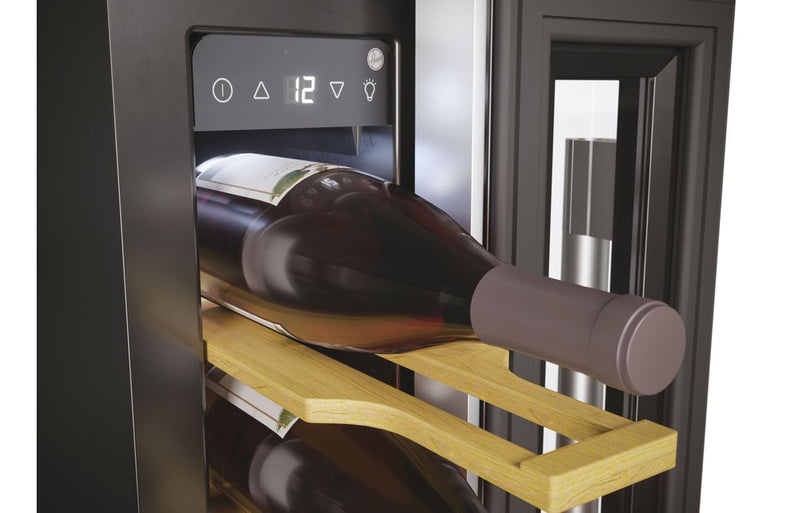 Hoover H300 HWCB 15 UK/1 15cm Wine Cooler - Black Glass & Stainless Steel