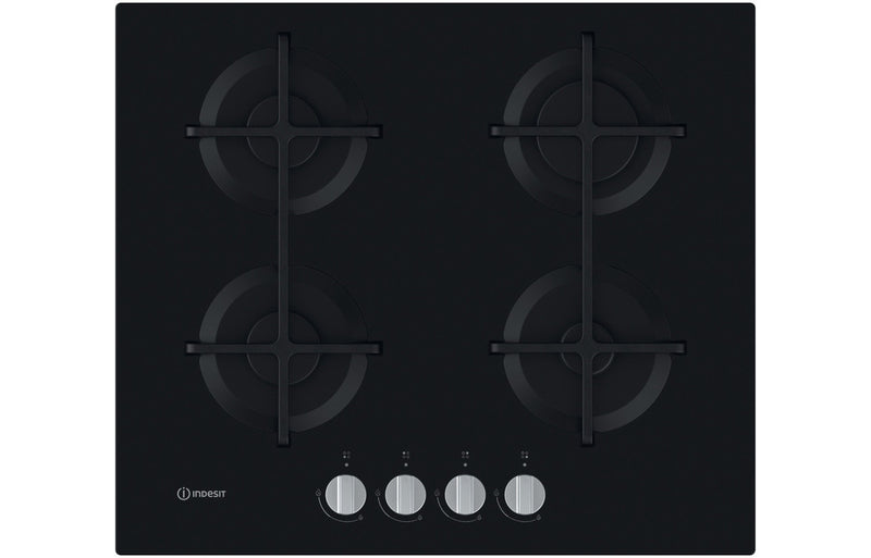 Indesit ING 61T/BK UK 60cm Gas on Glass Hob - Black