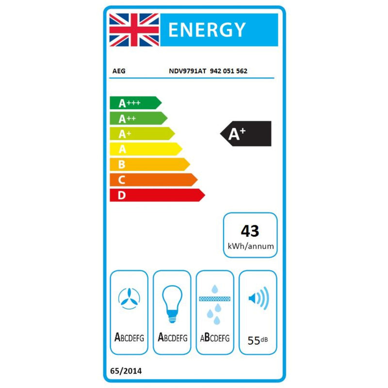 AEG NDV9791AT 90cm Angled Chimney Hood - Matt Black