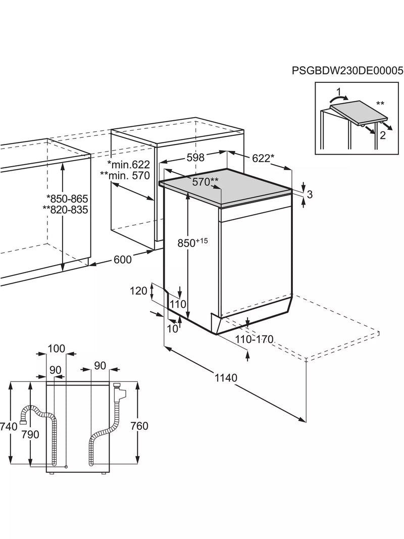 AEG FFB64627ZM F/S 13 Place Dishwasher - Stainless Steel