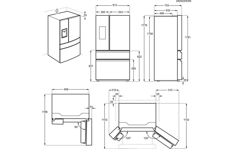 AEG RMB954E9VX F/S TwinTech No Frost American Fridge Freezer - Stainless Steel