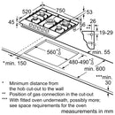 Bosch Series 6 PCQ7A5I90 75cm Gas Hob - Stainless Steel