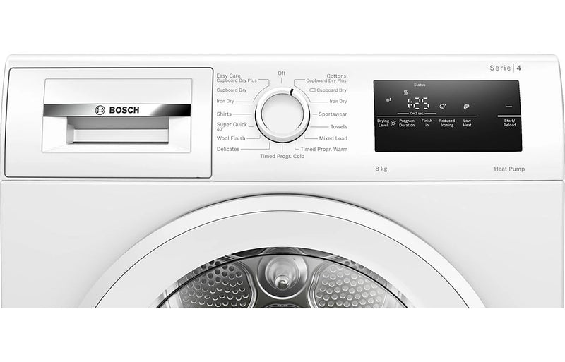 Bosch Series 4 WTH85225GB F/S 8kg Heat Pump Condenser Dryer - White