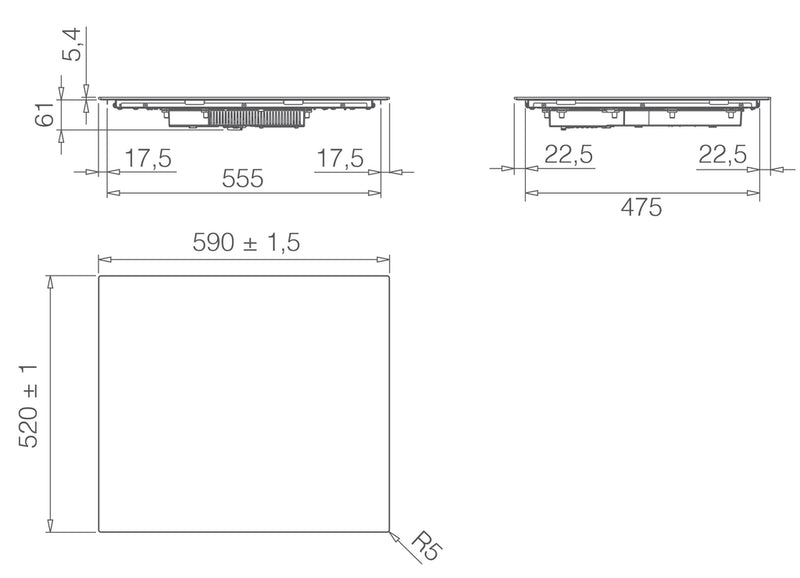 Elica Primis 604 60cm Induction Hob - Black Glass