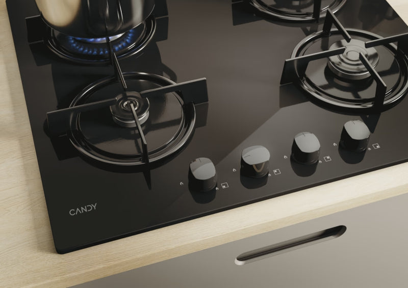 Candy CVW6BB 60cm Gas on Glass Hob - Black