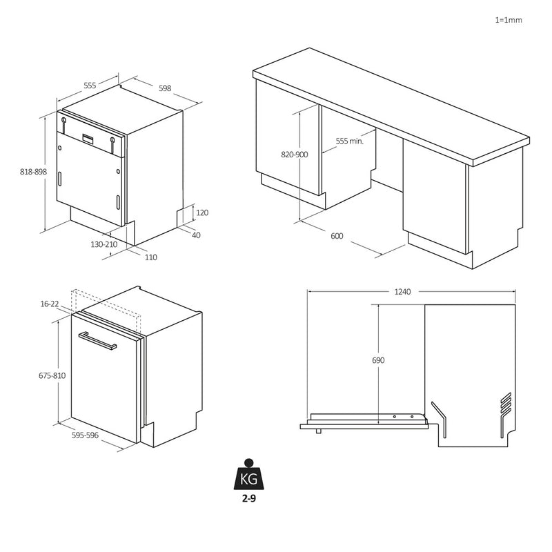 Haier XI6C4S3FSB-80 F/I 16 Place Dishwasher