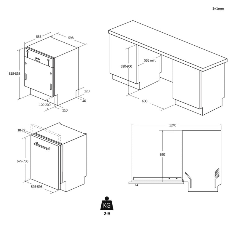 Candy CI 4C7L0W-80 B/I 14 Place Dishwasher