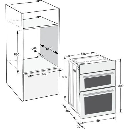 Indesit DII 10D IX Double Electric Oven - Stainless Steel