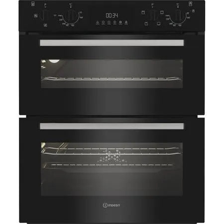 Indesit DUI 10D B Built Under Double Electric Oven - Black