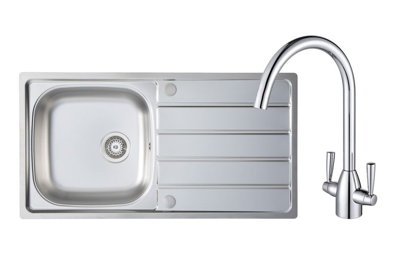 Prima 1B Inset Sink & Chelsea Tap Pack - Stainless Steel & Chrome