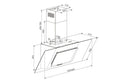 Prima PRAE0034 70cm Angled Chimney Hood - Black Glass