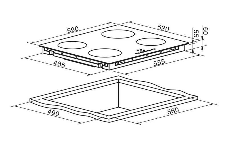 Prima PRCH702 52cm Integrated Hood - Grey