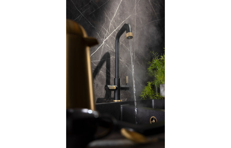 Abode Industria 3 IN 1 Monobloc Tap - Matt Black & Antique Brass