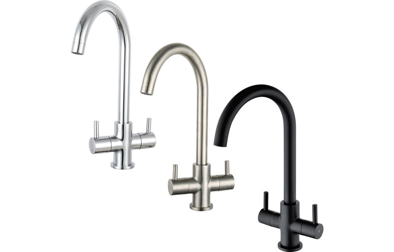 Prima Staten Swan Neck Dual Lever Mixer Tap - Chrome