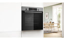 Bosch Series 4 HQA574BS3B Single Pyrolytic Oven with Added Steam - Black & Stainless Steel - The Kitchen Box