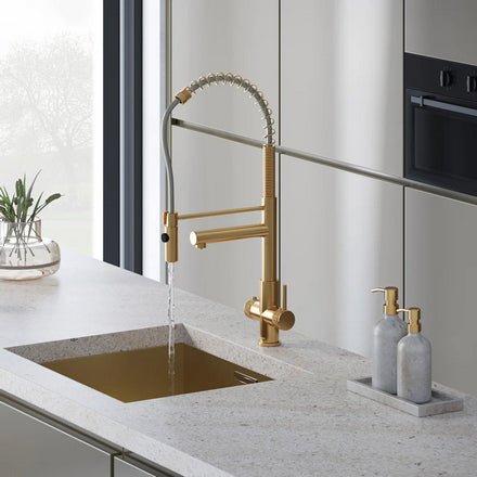 Hanstrom 3 - in - 1 Flex Touch Instant Boiling Water Tap - Brushed Gold - The Kitchen Box