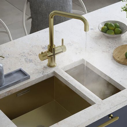 Hanstrom 3 - in - 1 Square Touch Instant Boiling Water Tap - Brushed Brass - The Kitchen Box