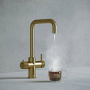 Hanstrom 3 - in - 1 Square Touch Instant Boiling Water Tap - Brushed Brass - The Kitchen Box