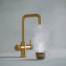 Hanstrom 3 - in - 1 Square Touch Instant Boiling Water Tap - Brushed Gold - The Kitchen Box