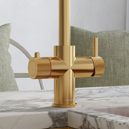 Hanstrom 3 - in - 1 Square Touch Instant Boiling Water Tap - Brushed Gold - The Kitchen Box