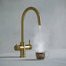 Hanstrom 3 - in - 1 Swan Touch Instant Boiling Water Tap - Brushed Brass - The Kitchen Box