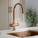Hanstrom 3 - in - 1 Swan Touch Instant Boiling Water Tap - Brushed Copper - The Kitchen Box