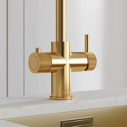 Hanstrom 3 - in - 1 Swan Touch Instant Boiling Water Tap - Brushed Gold - The Kitchen Box