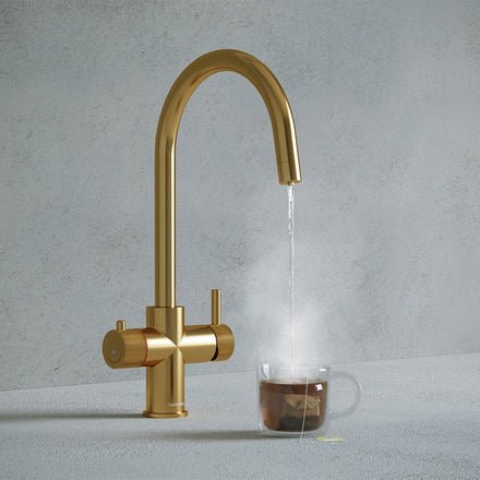 Hanstrom 3 - in - 1 Swan Touch Instant Boiling Water Tap - Brushed Gold - The Kitchen Box