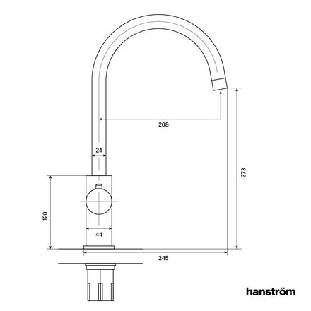 Hanstrom 3 - in - 1 Swan Touch Instant Boiling Water Tap - Matt Black - The Kitchen Box