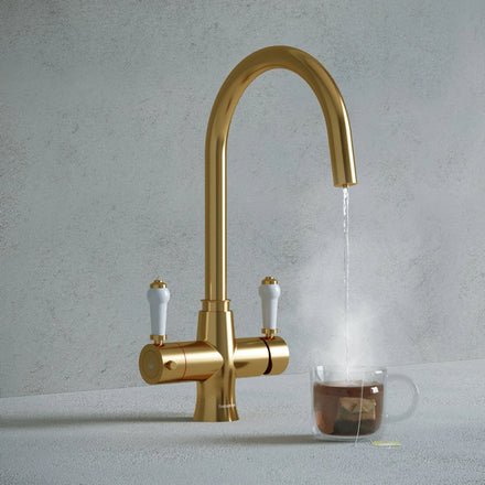 Hanstrom 3 - in - 1 Traditional Instant Boiling Water Tap - Brushed Gold - The Kitchen Box