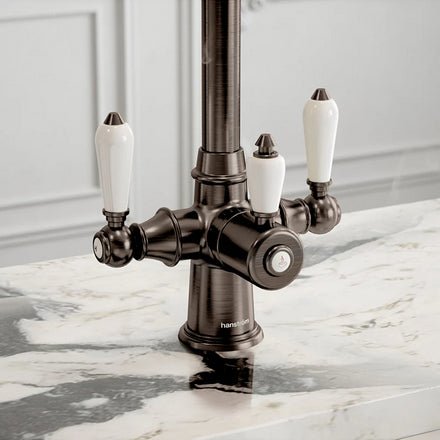 Hanstrom 3 - in - 1 Traditional Storan Pro Instant Boiling Water Tap - Brushed Bronze - The Kitchen Box