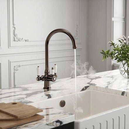 Hanstrom 3 - in - 1 Traditional Storan Pro Instant Boiling Water Tap - Brushed Bronze - The Kitchen Box