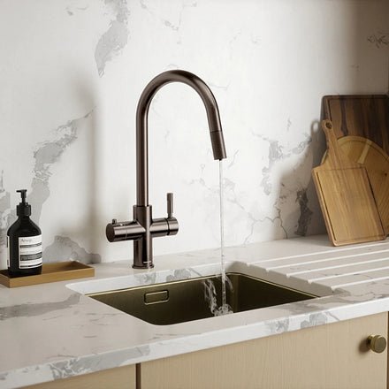 Hanstrom 4 - in - 1 Flex Pro Instant Boiling Water Tap - Brushed Bronze - The Kitchen Box