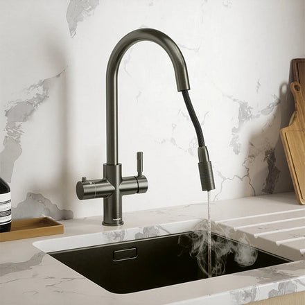 Hanstrom 4 - in - 1 Flex Pro Instant Boiling Water Tap - Gunmetal Grey - The Kitchen Box