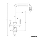 Hanstrom 4 - in - 1 Square Instant Boiling Water Tap - Brushed Gunmetal Grey - The Kitchen Box