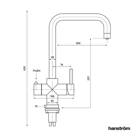 Hanstrom 4 - in - 1 Square Instant Boiling Water Tap - Brushed Gunmetal Grey - The Kitchen Box