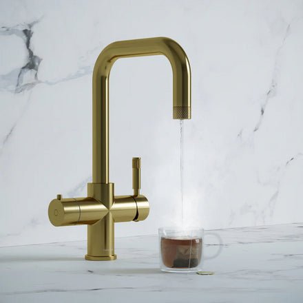 Hanstrom 4 - in - 1 Square Instant Boiling Water Tap - Champagne Gold - The Kitchen Box