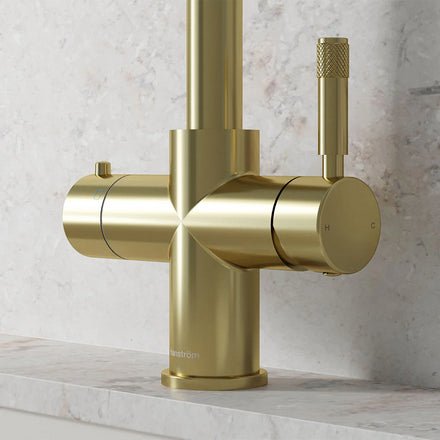 Hanstrom 4 - in - 1 Square Instant Boiling Water Tap - Champagne Gold - The Kitchen Box